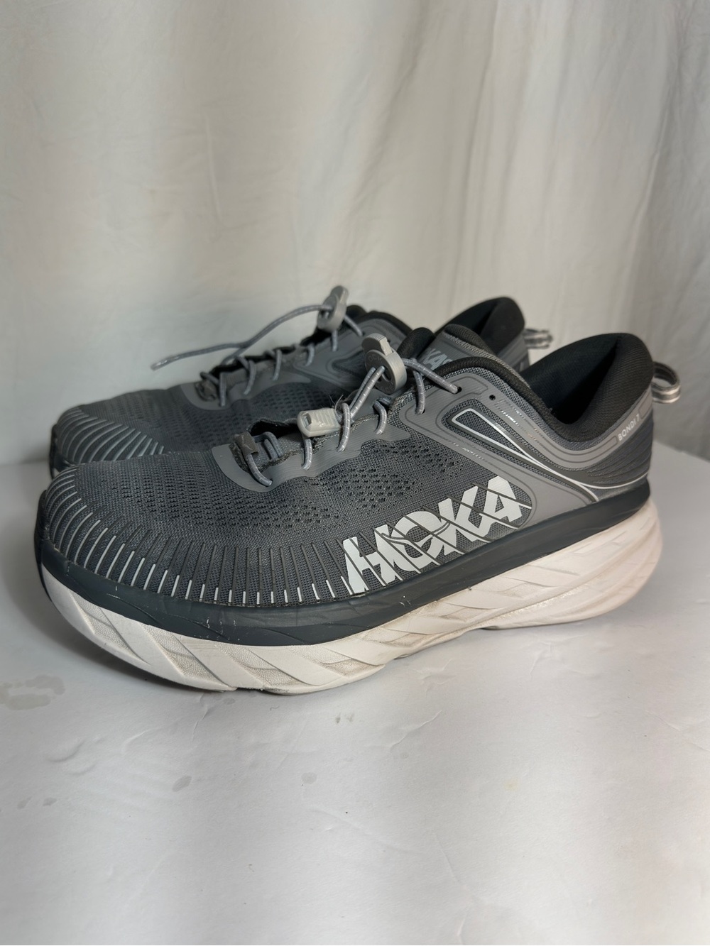 HOKA Bondi 7 Men’s 10 4E X-Wide Gray Running Shoes Extra Wide